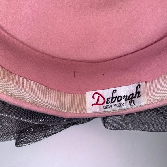Vtg Deborah New York Wool Felt Hat Pink Net Church Kentucky Derby - Picture 4 of 5